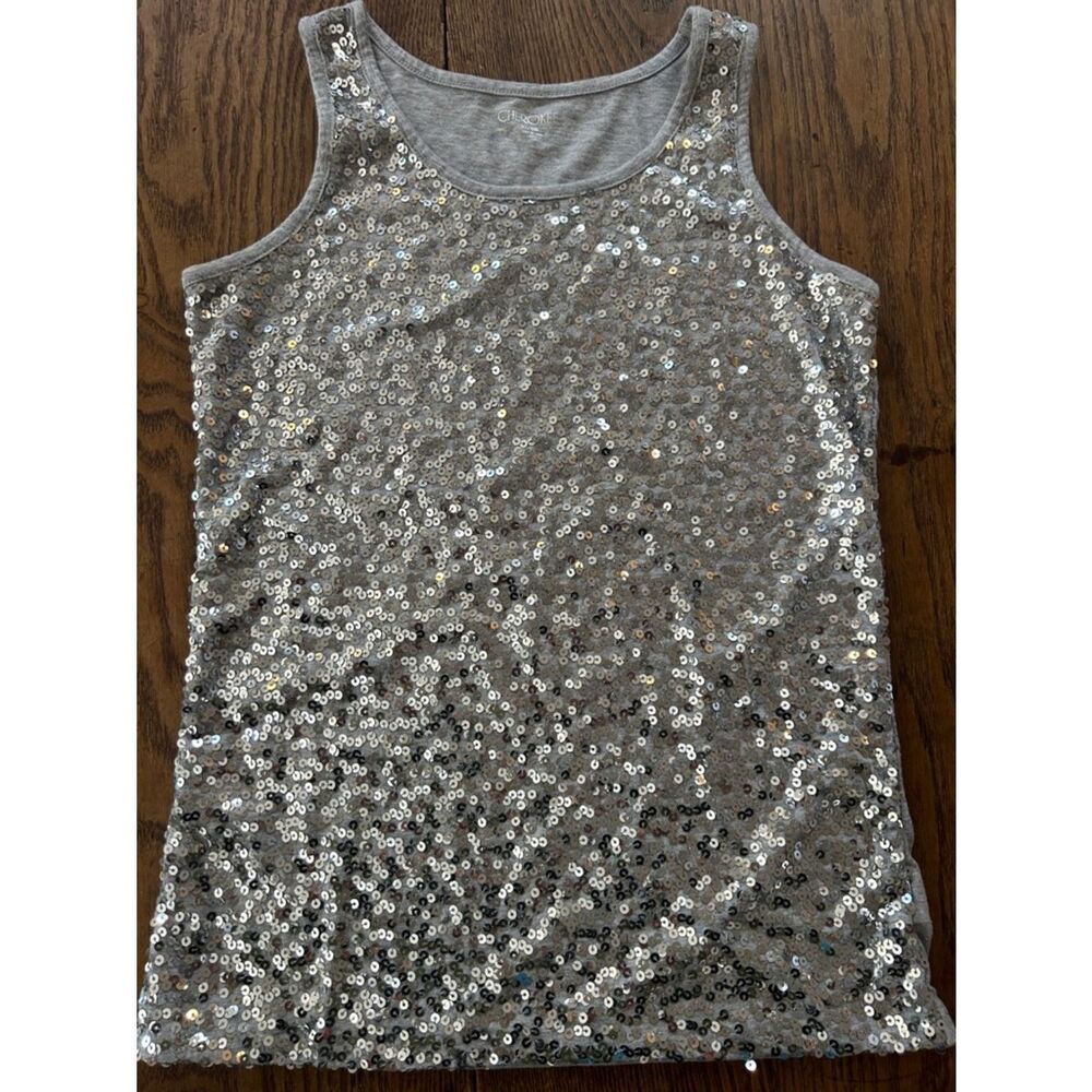 Cherokee Silver Sequin Tank Dress for Girls
